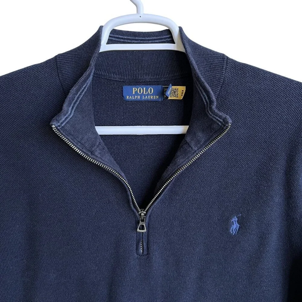 Polo Ralph Lauren Mens 3XB Navy 1/4 Zip Pullover Sweater Quiet Luxury Minimalist
